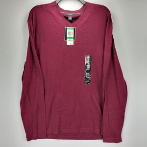 Alfani Supima Cotton V Neck Lightweight Pullover Sweater Mens Large L Red Cabin